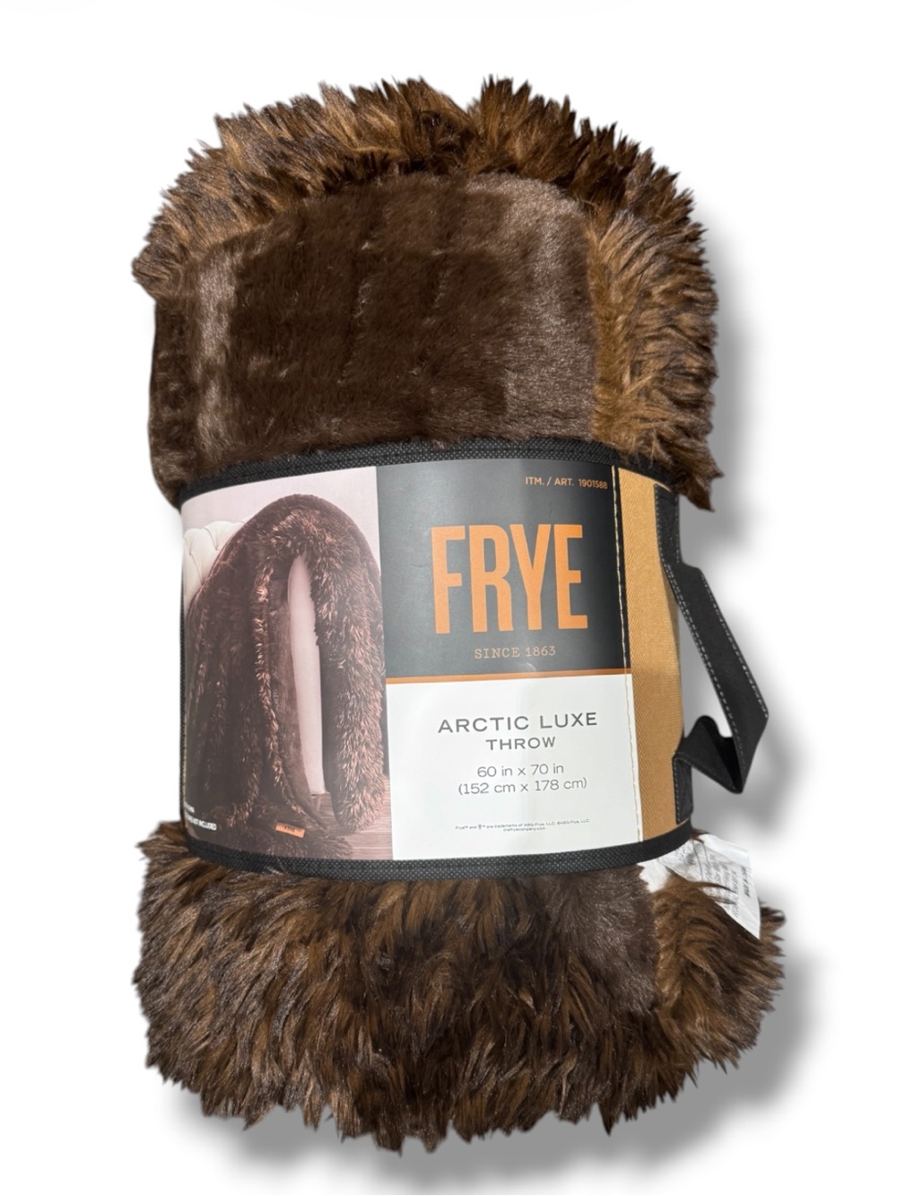 FRYE Brown Arctic Luxe Faux Fur Throw Blanket